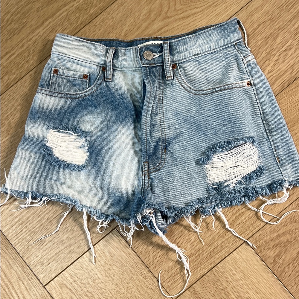 PacSun Light Blue Frayed Denim Shorts